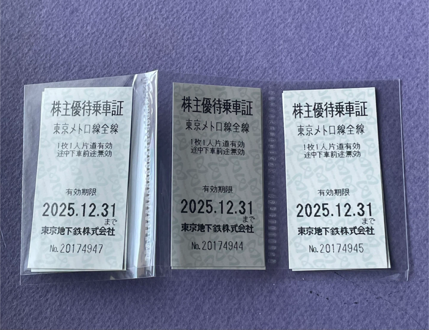 東京メトロ 株主優待乗車証6枚 ※12月末までの写真2枚目