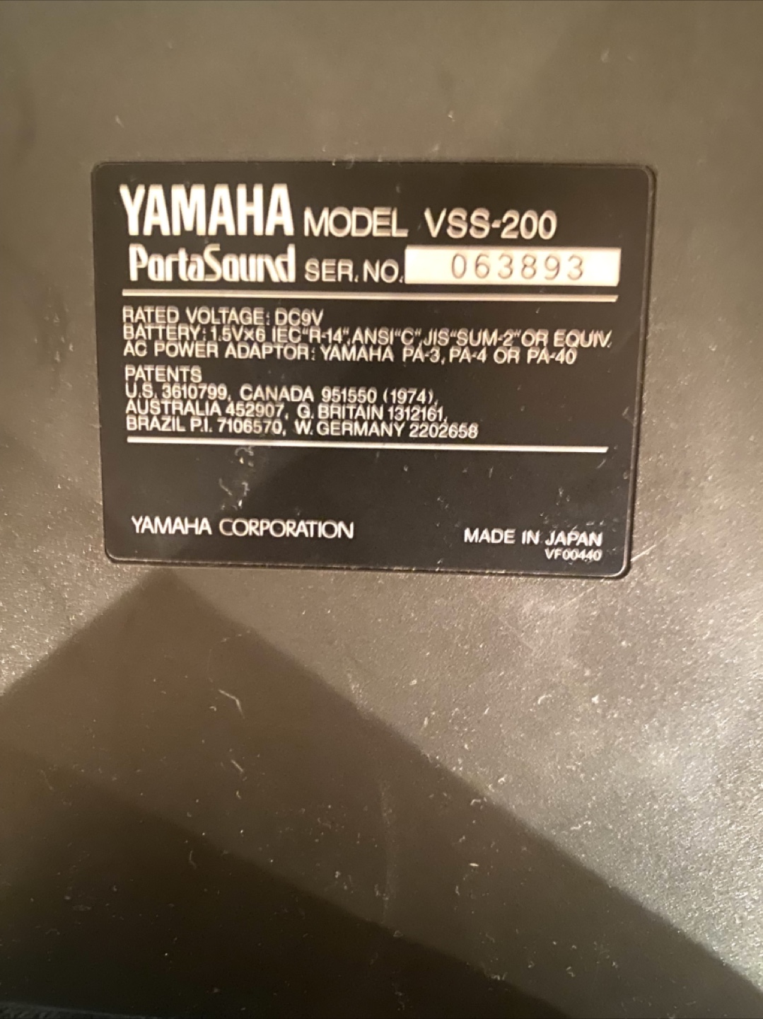 YAMAHA ヤマハ サンプリングキーボード VSS-200の写真4枚目