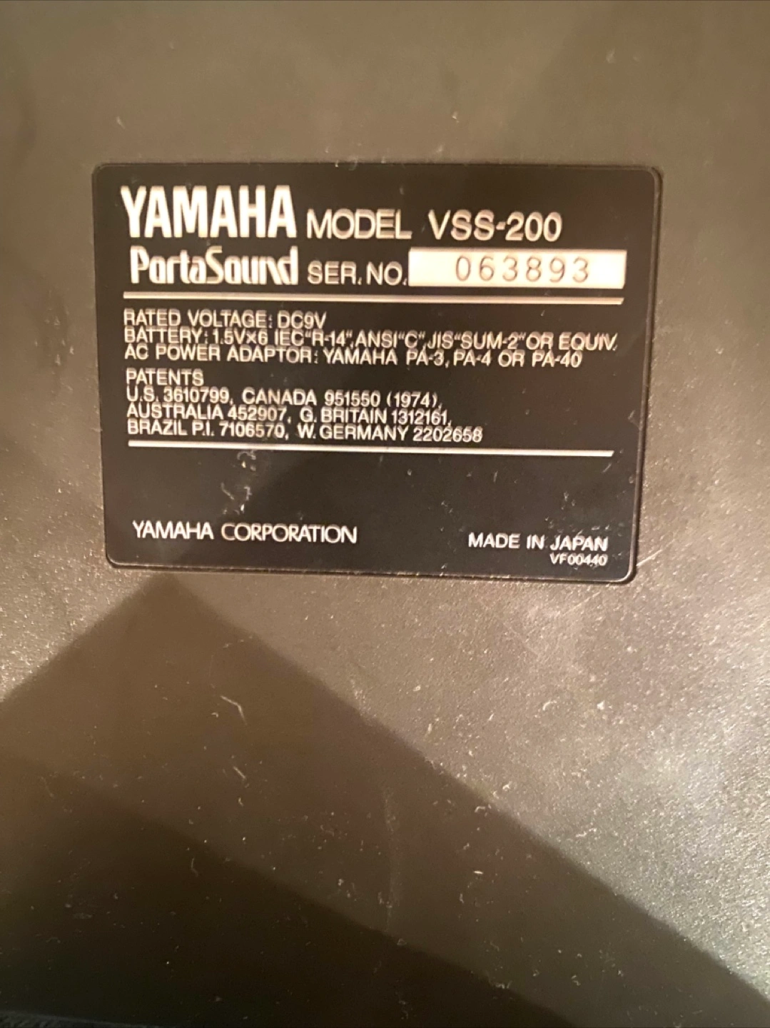 YAMAHA ヤマハ サンプリングキーボード VSS-200の写真4枚目