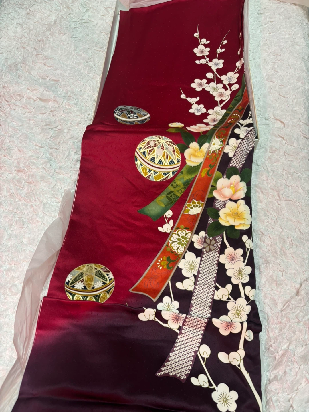 正絹振袖・袋帯・長襦袢・草履セット　中古美品