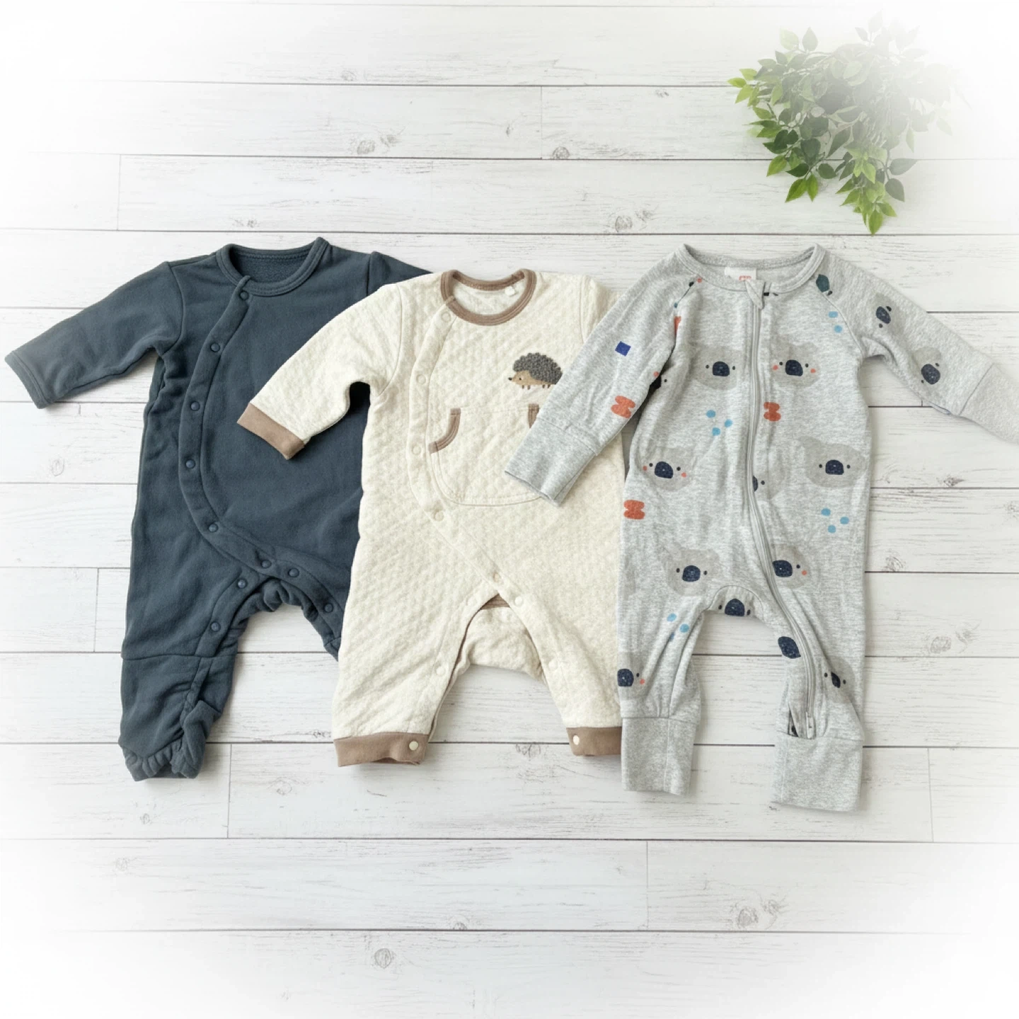 70cm ベビー服 カバーオール 3枚セット 冬物