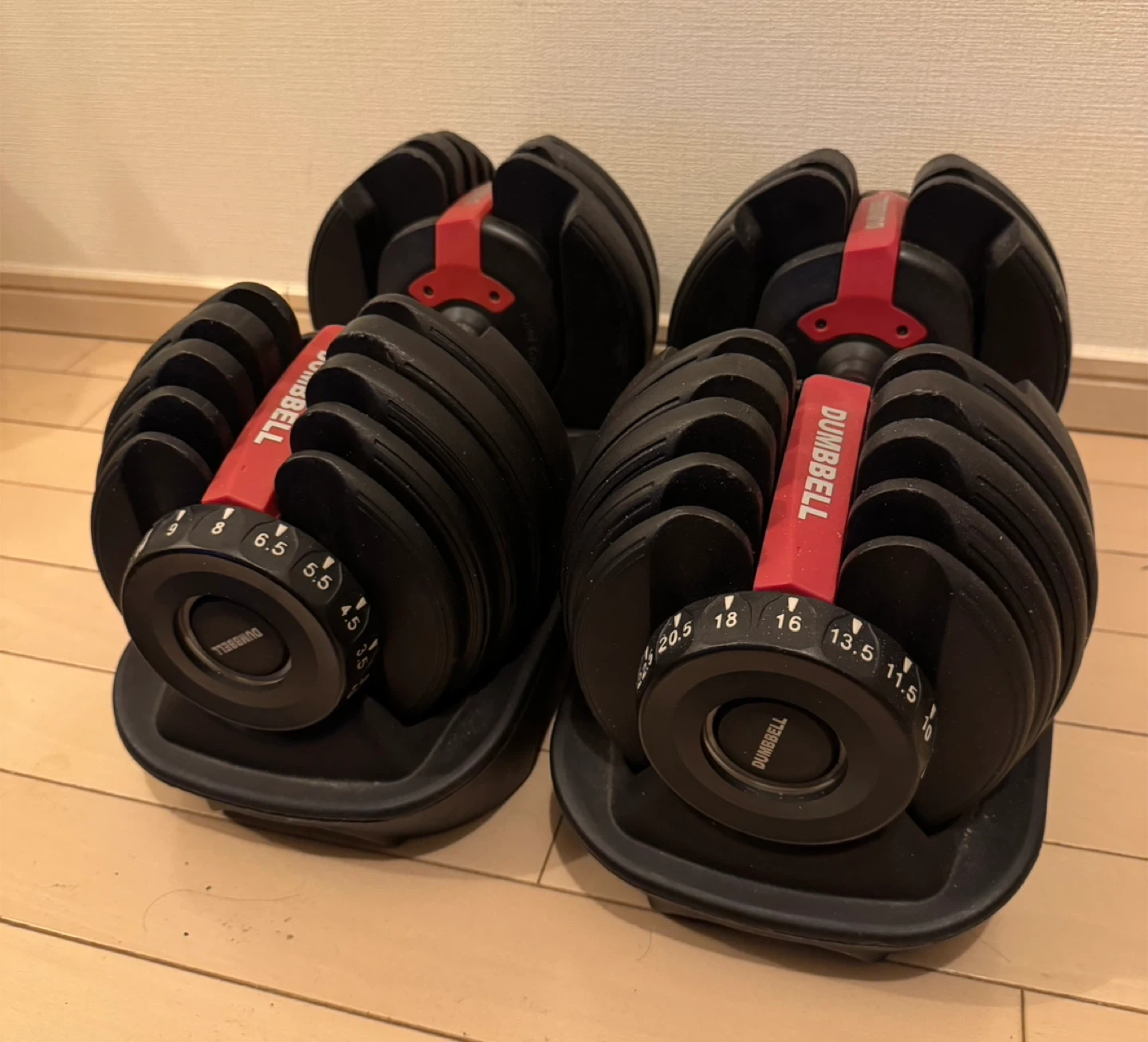 ダンベル 可変式 24kg 2個、衝撃吸収マット