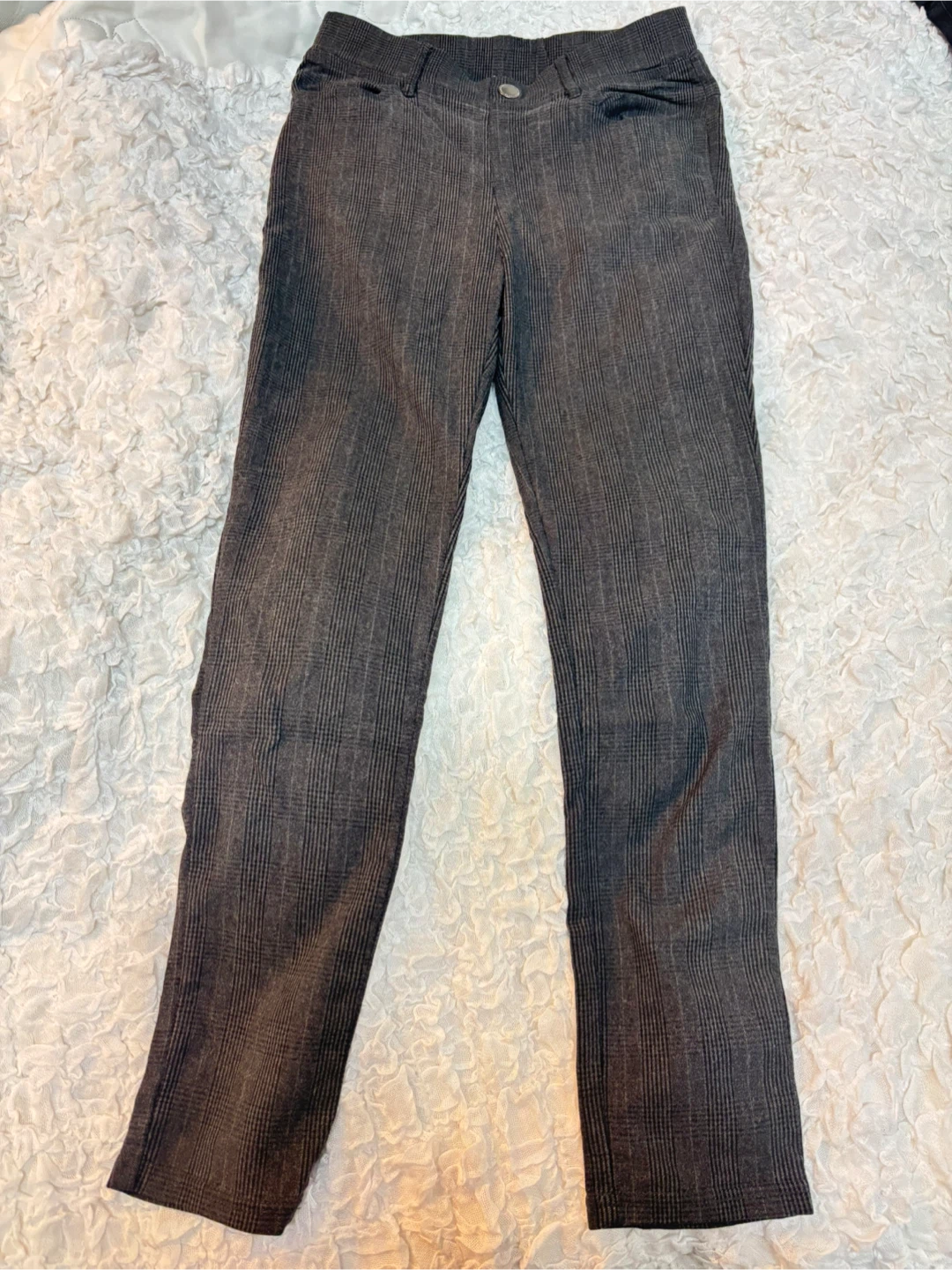 ウエストゴム　グレンチェック柄裏起毛パンツ　Mサイズ中古