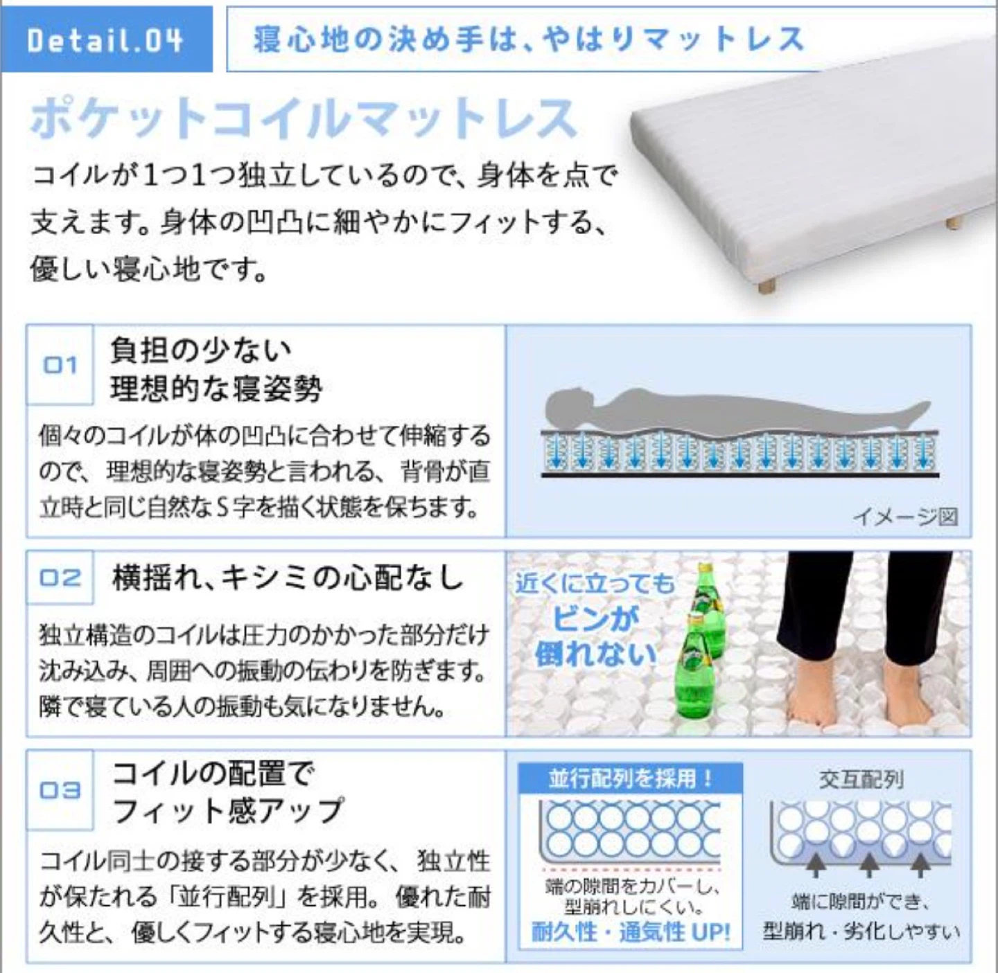 脚付きロールマットレス SSサイズの写真9枚目