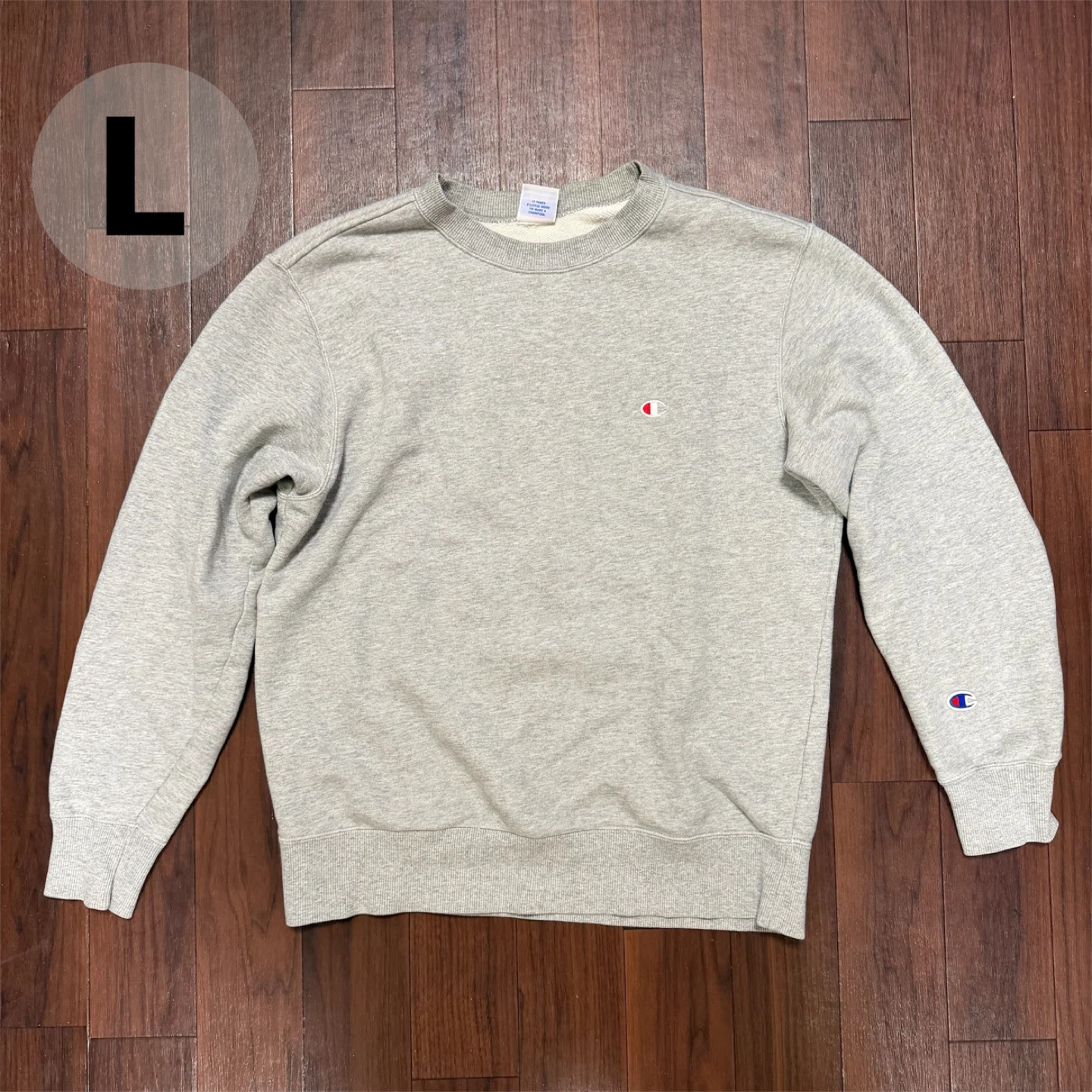 Champion グレー トレーナー スウェットシャツ　Lサイズ　C3-Q001