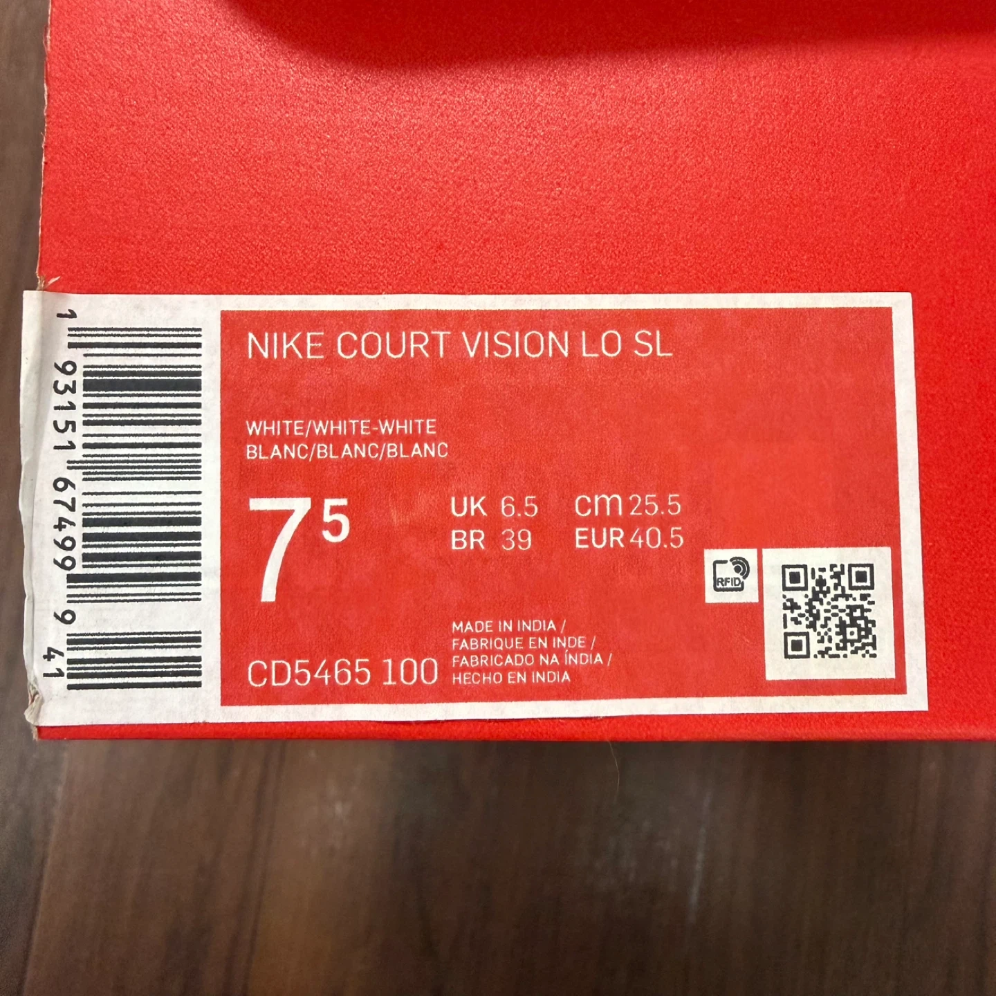 NIKE コートビジョン LO SL 25.5cm CD5465-100の写真10枚目