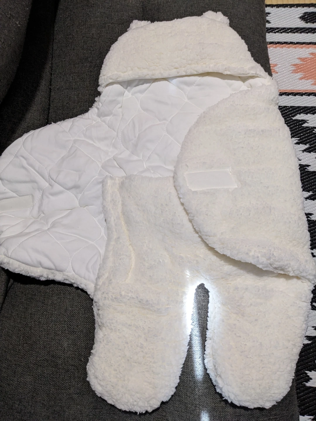 新品未使用◆ベビークマ耳おくるみ◆ふわふわ白