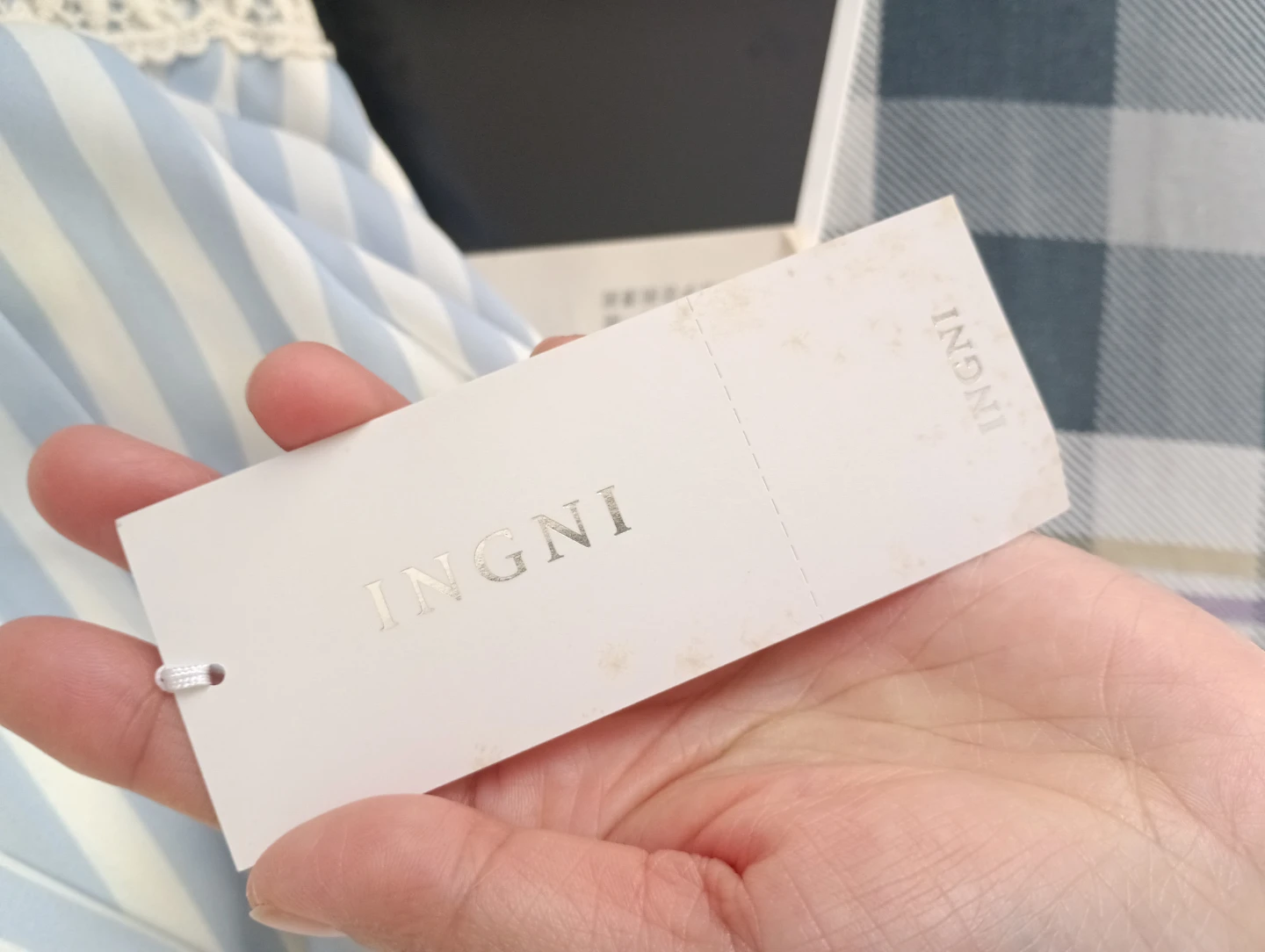 INGNI イング ストライプワンピース M サックスブルー オフホワイト 新品の写真8枚目
