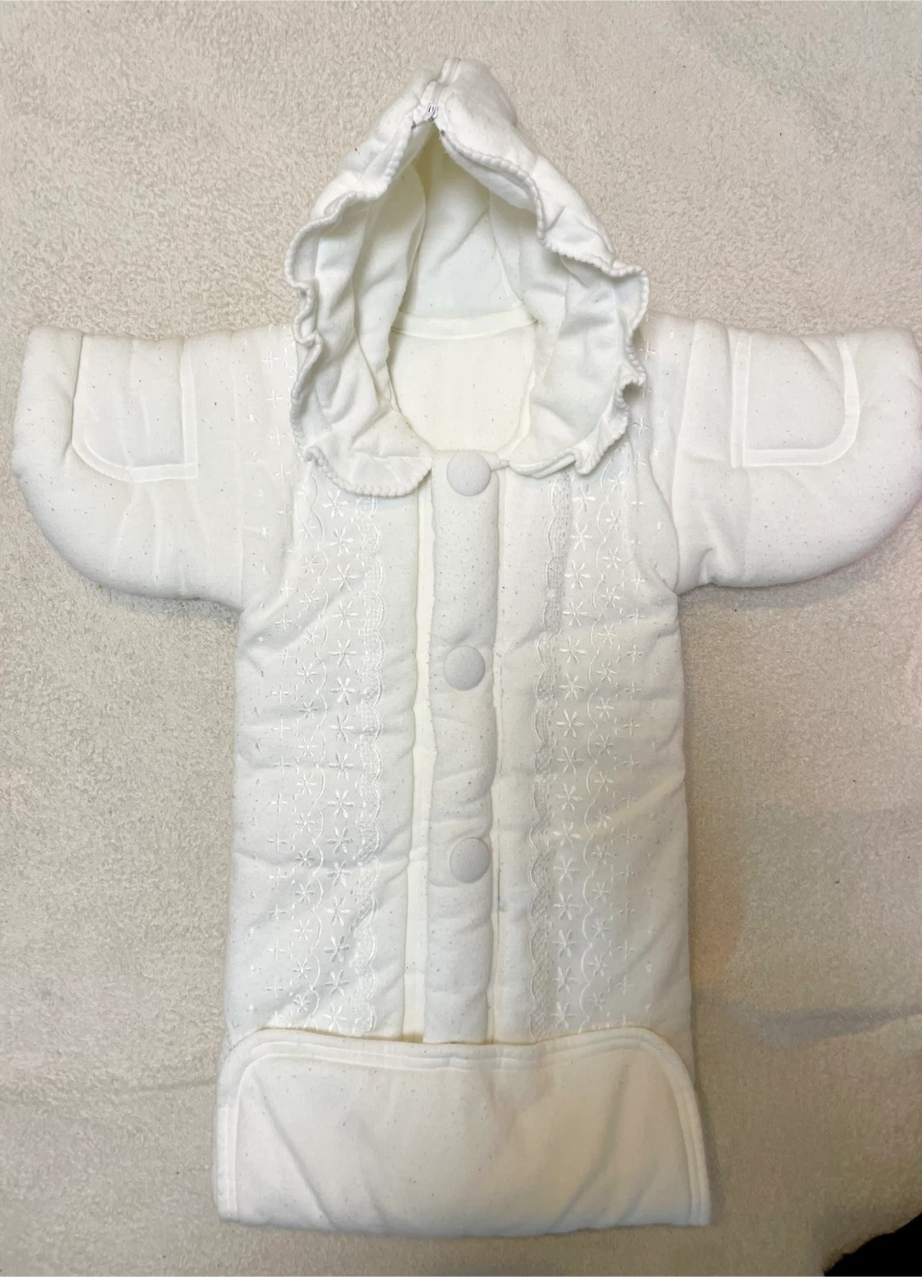 ベビー服　おくるみ　白　冬　ベビーカー防寒　退院着