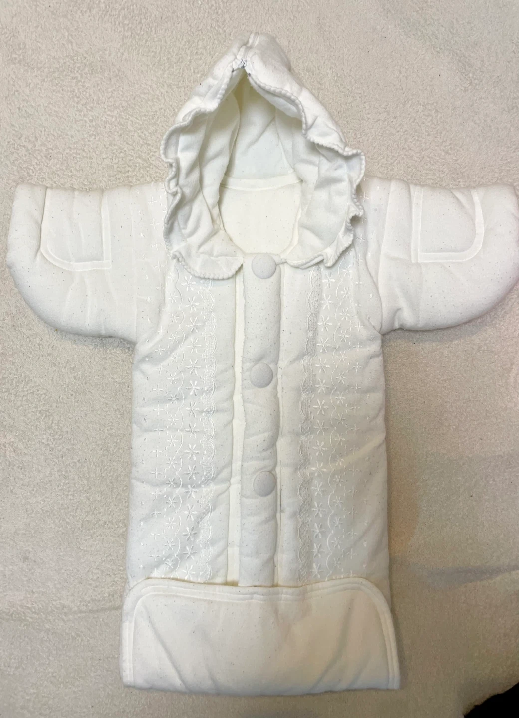 ベビー服 おくるみ 白 冬 ベビーカー防寒 退院着