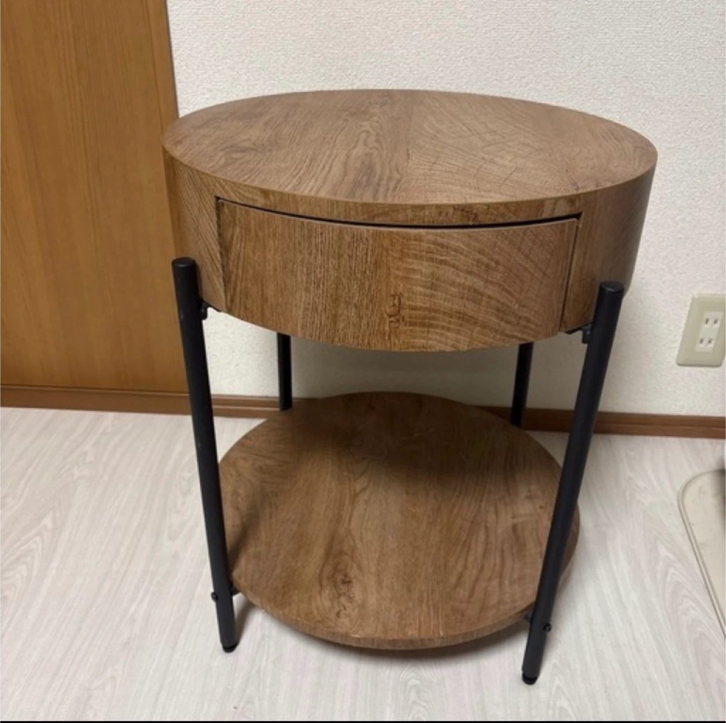 木製 サイドテーブル 引き出し付き