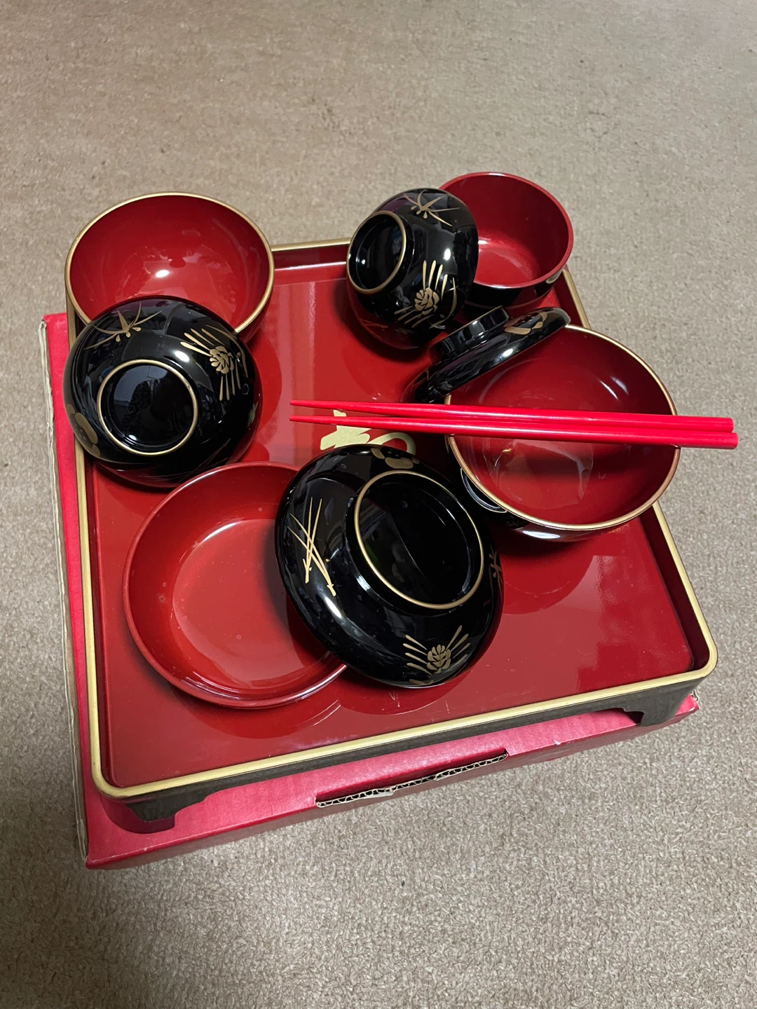 お食い初め 漆器 お椀 セット 赤 黒 女の子