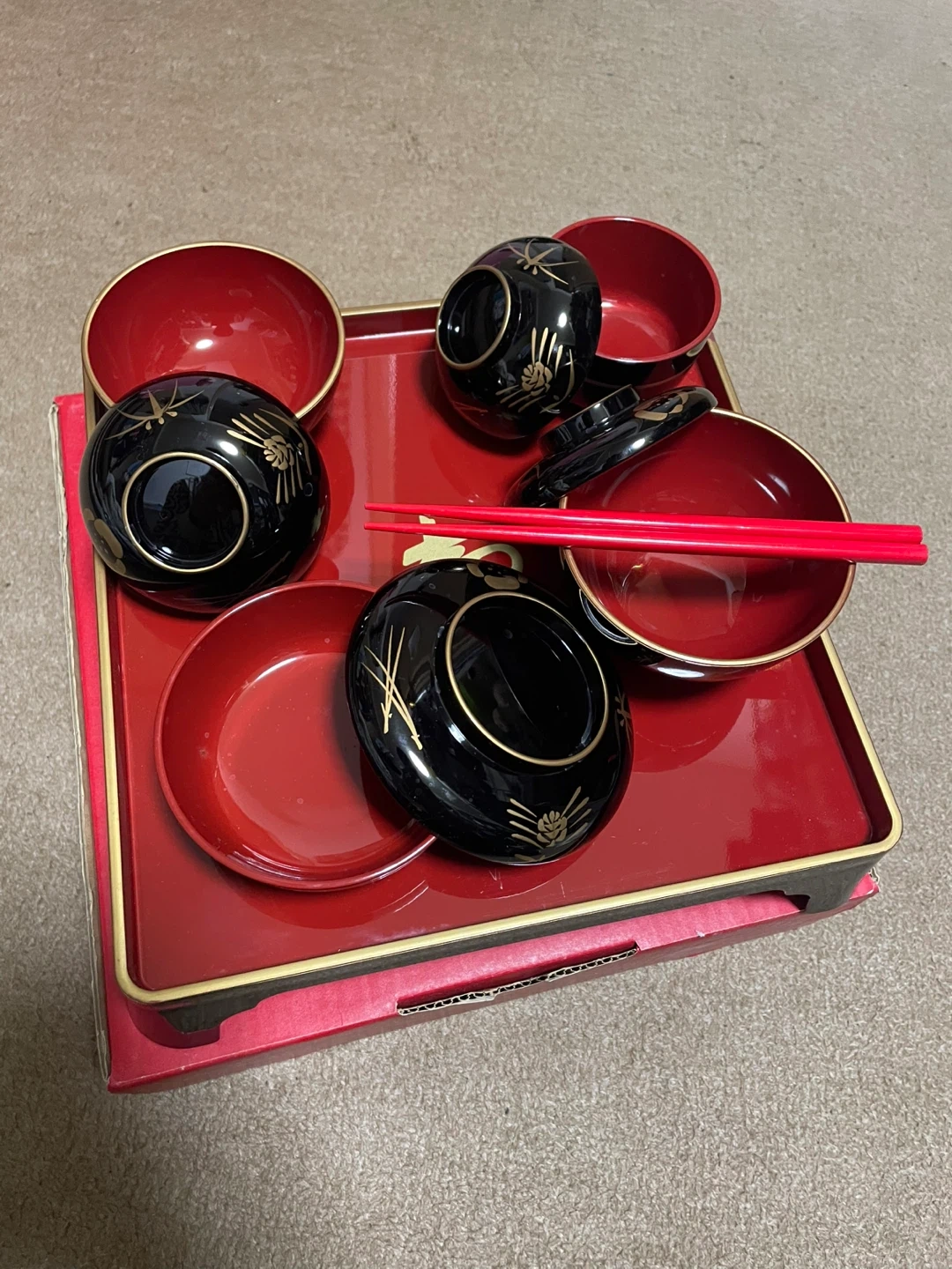 お食い初め 漆器 お椀 セット 赤 黒 女の子