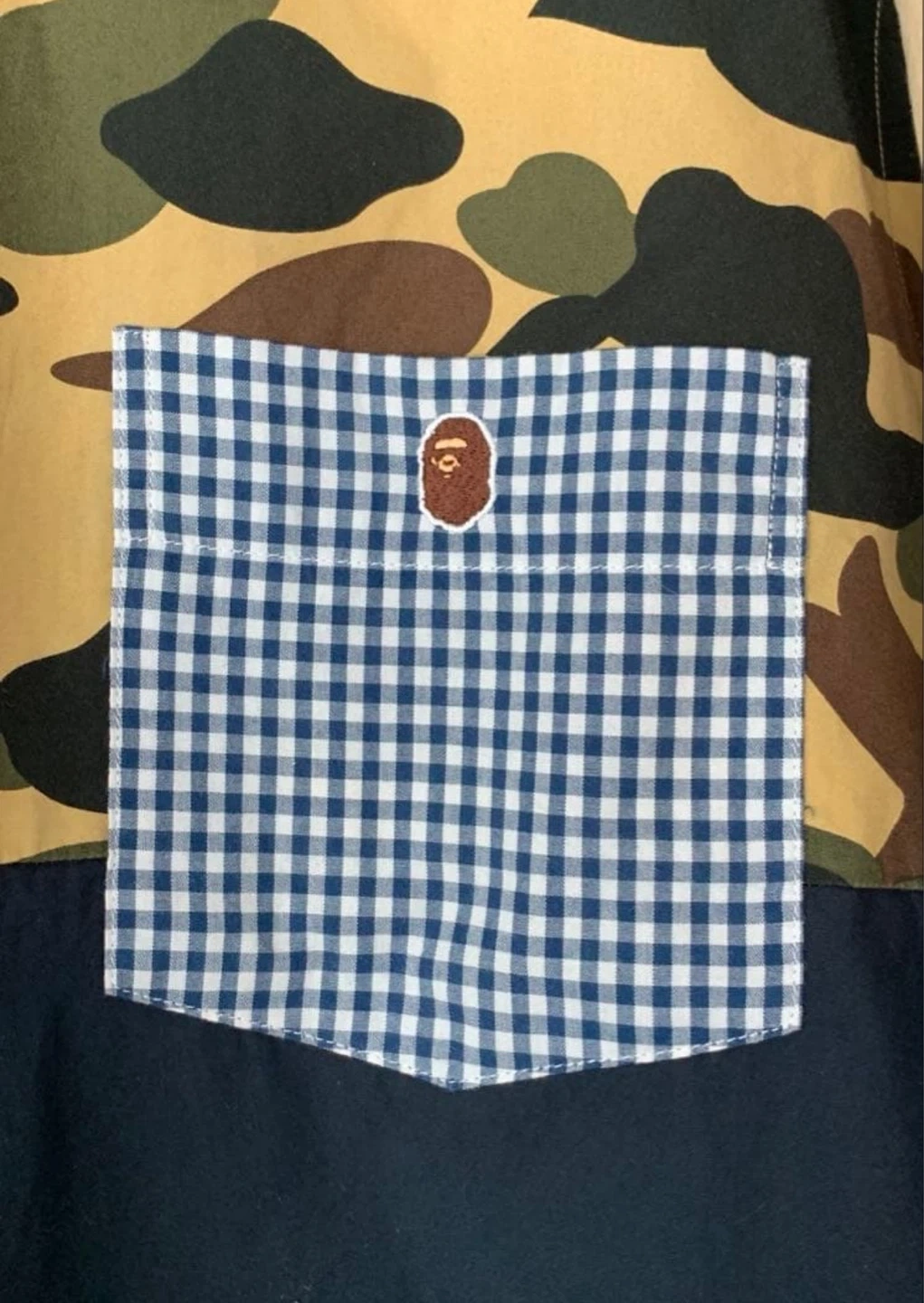 A BATHING APE 1stカモ マルチパターン シャツ 金タグビンテージ XLの写真3枚目