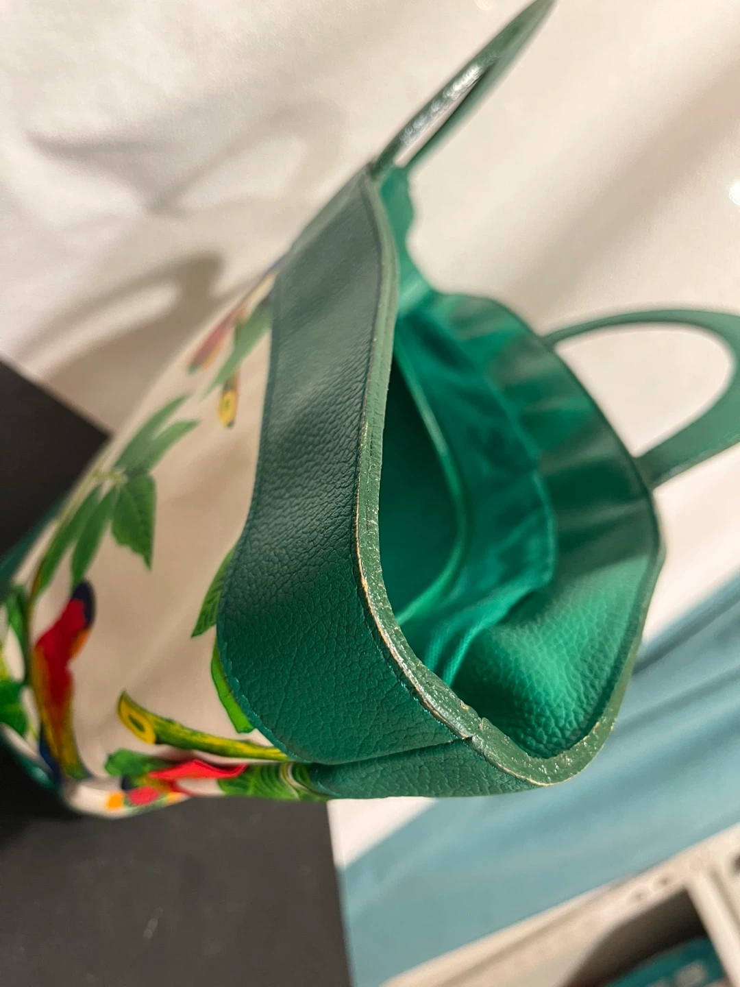KENZO トートバッグ 鳥柄 グリーンの写真6枚目