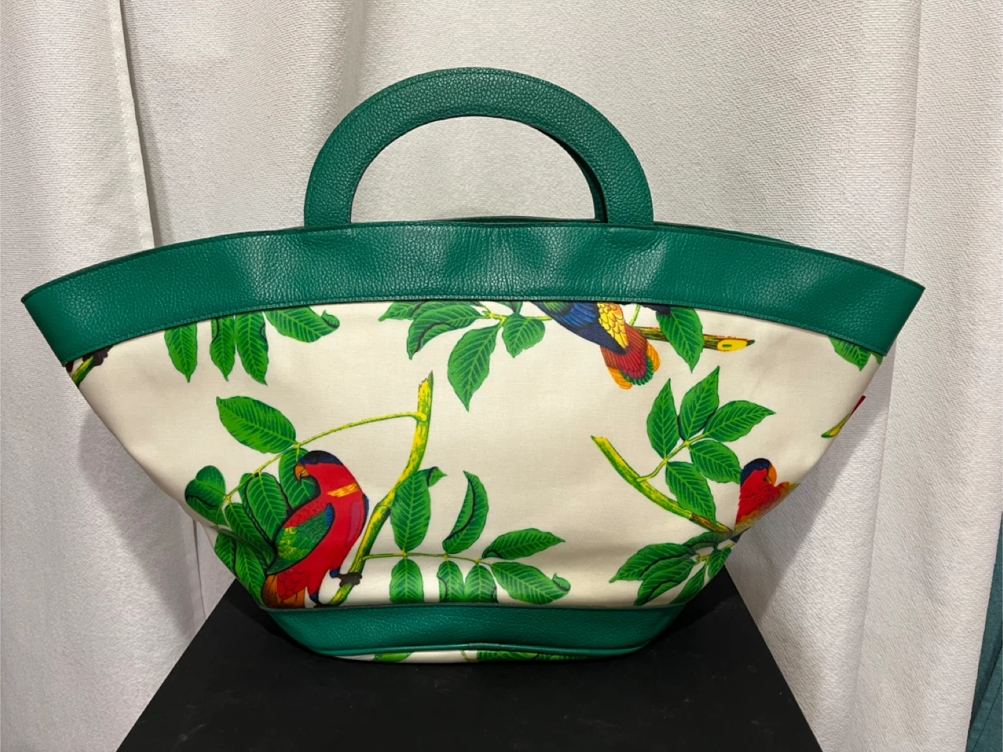 KENZO トートバッグ 鳥柄 グリーンの写真2枚目