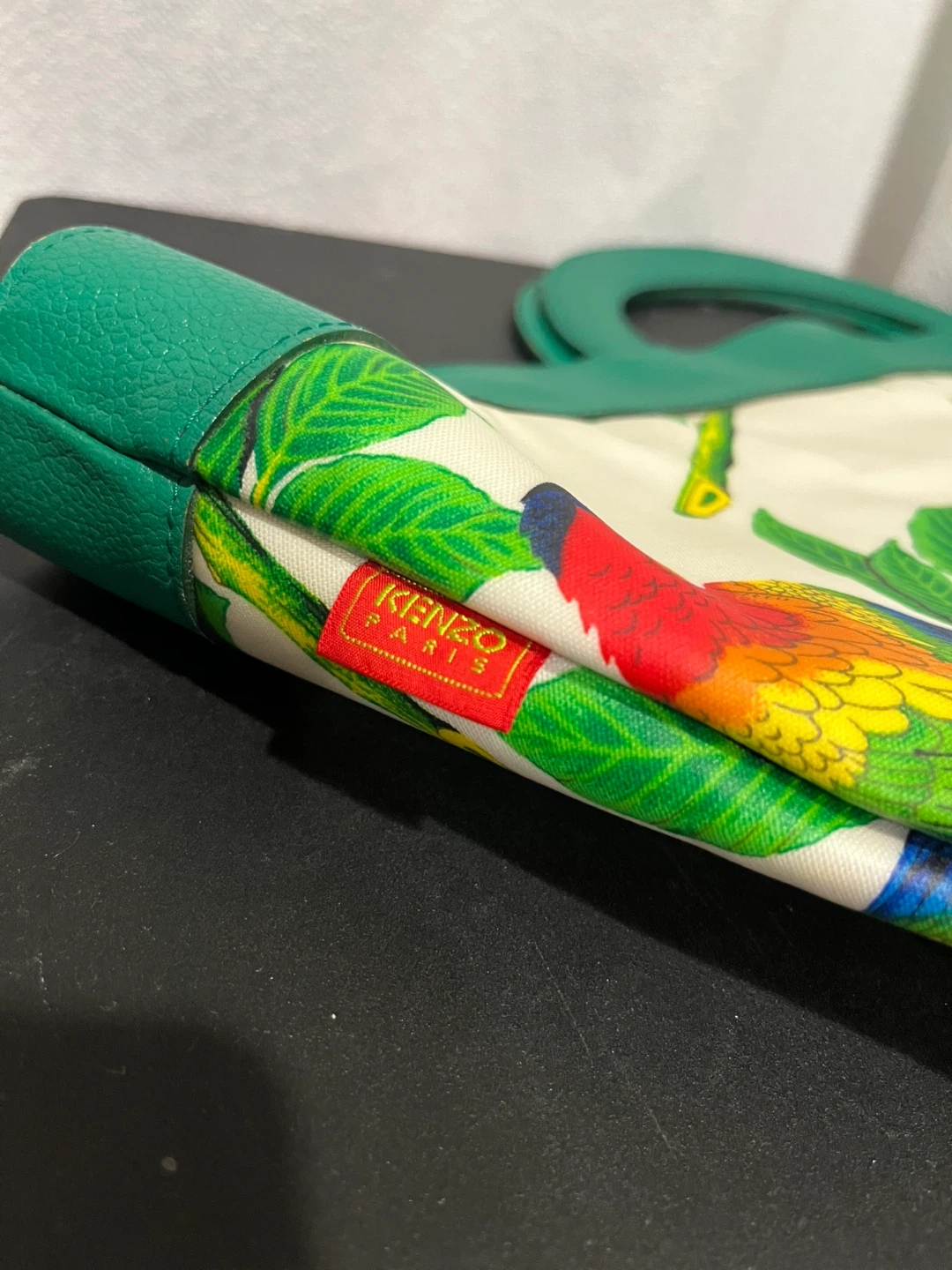 KENZO トートバッグ 鳥柄 グリーンの写真7枚目