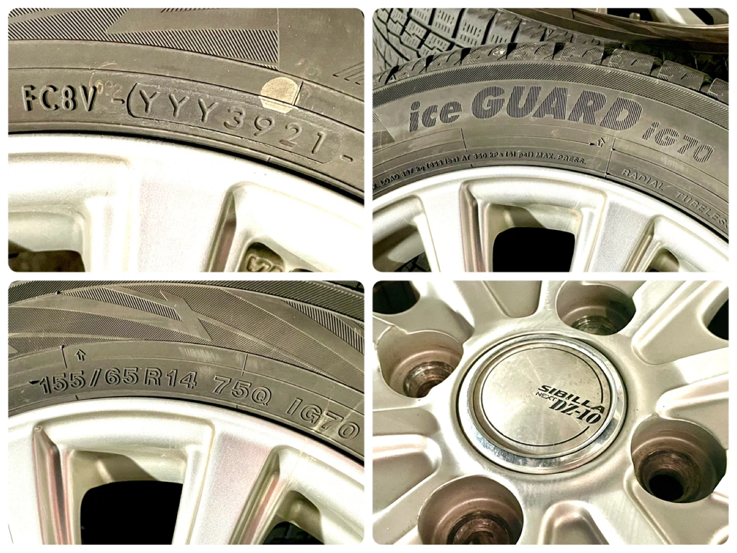 155/65/R14 軽自動車 スタッドレス＆ホイール YOKOHAMA ice GUARD7の写真4枚目