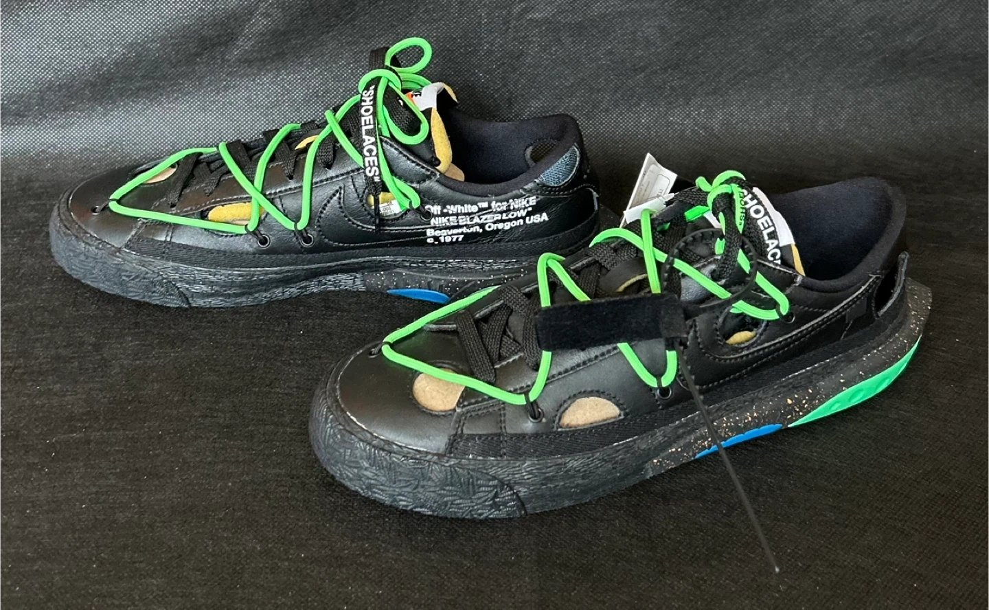 Off-White×Nike ブレーザー ロー ブラック &グリーン 27cm