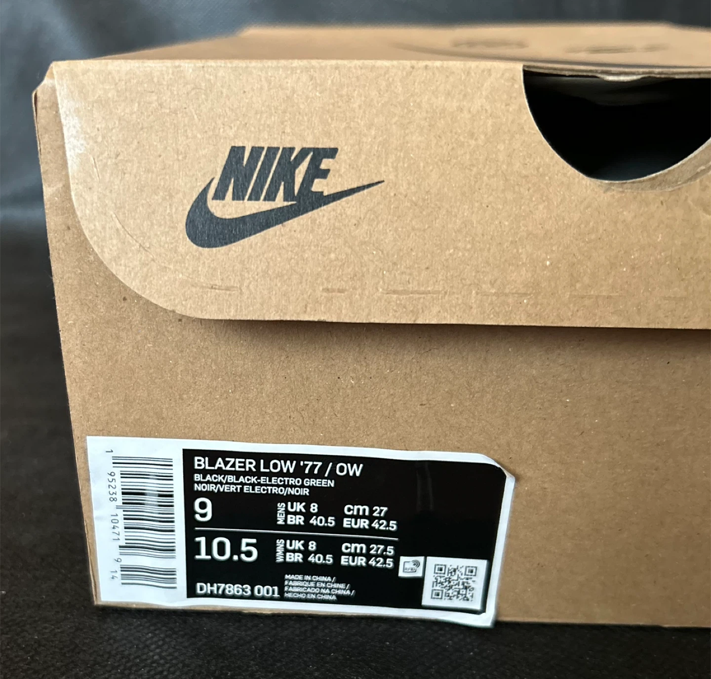 Off-White×Nike ブレーザー ロー ブラック ＆グリーン 27cmの写真10枚目