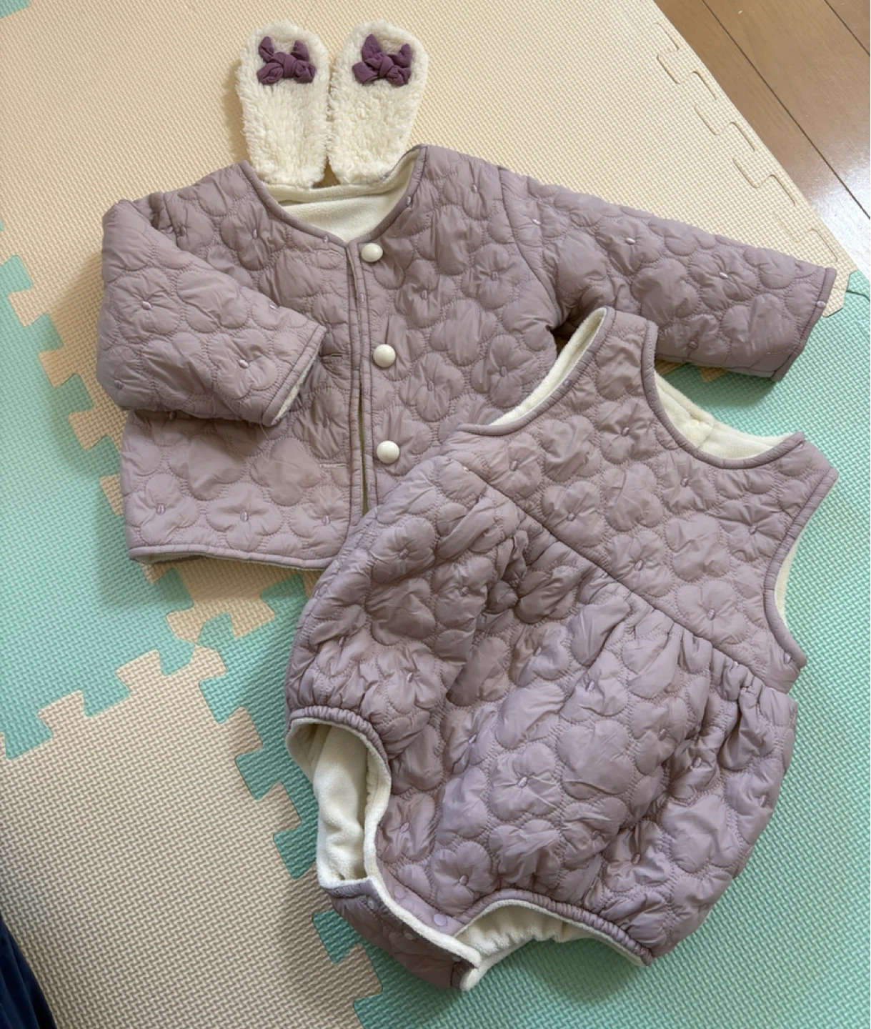 ベビー服 キルティング カバーオール ロンパース ベスト セット