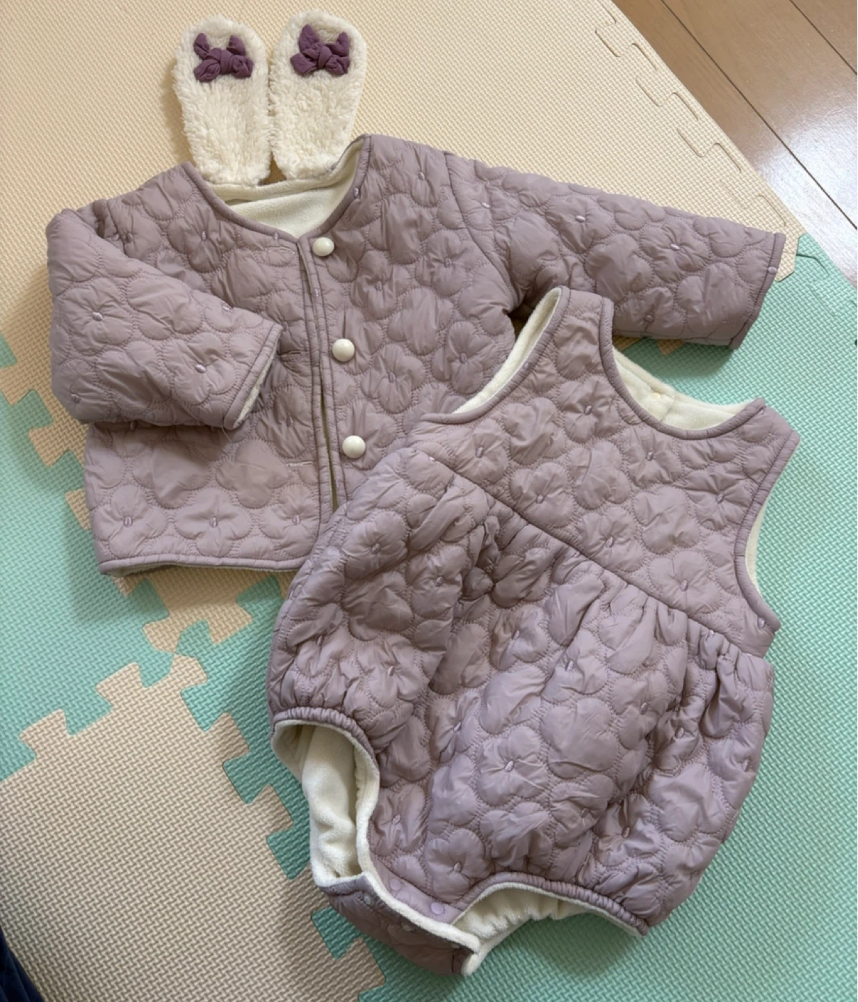 ベビー服 キルティング カバーオール ロンパース ベスト セットの写真2枚目