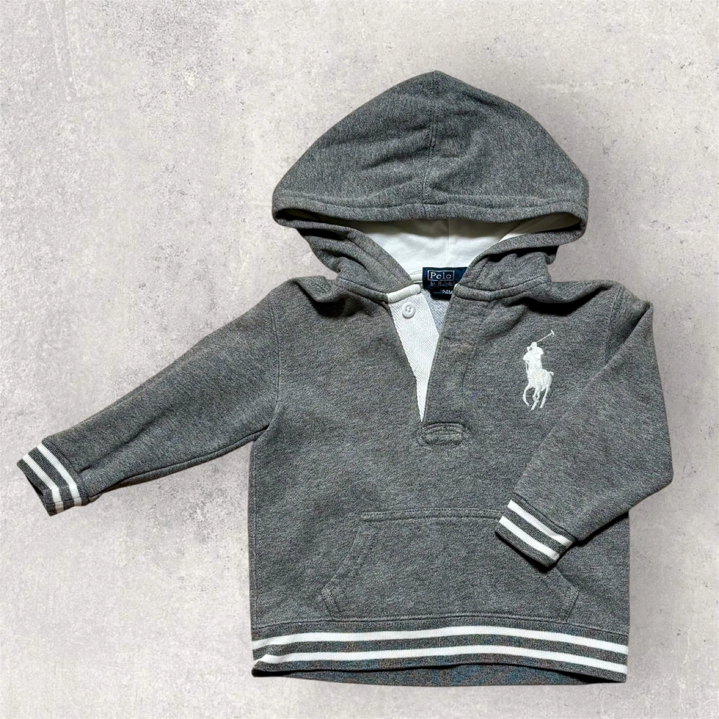 POLO RALPH LAUREN ラルフローレン パーカー グレー 24M フード付90cm 灰色