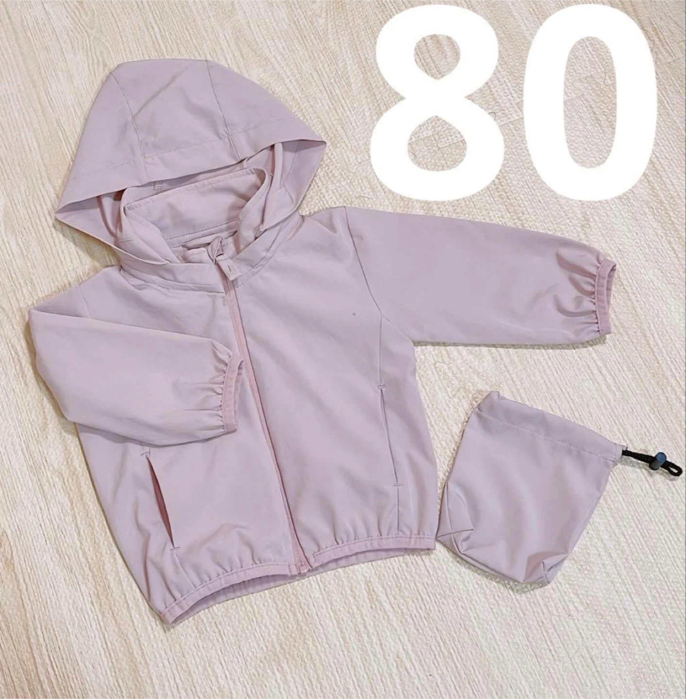 Birthday plus キテイコ ベビー・キッズ用 夏パーカー ピンク ポケット 巾着バッグ付き 80 女の子 アウター