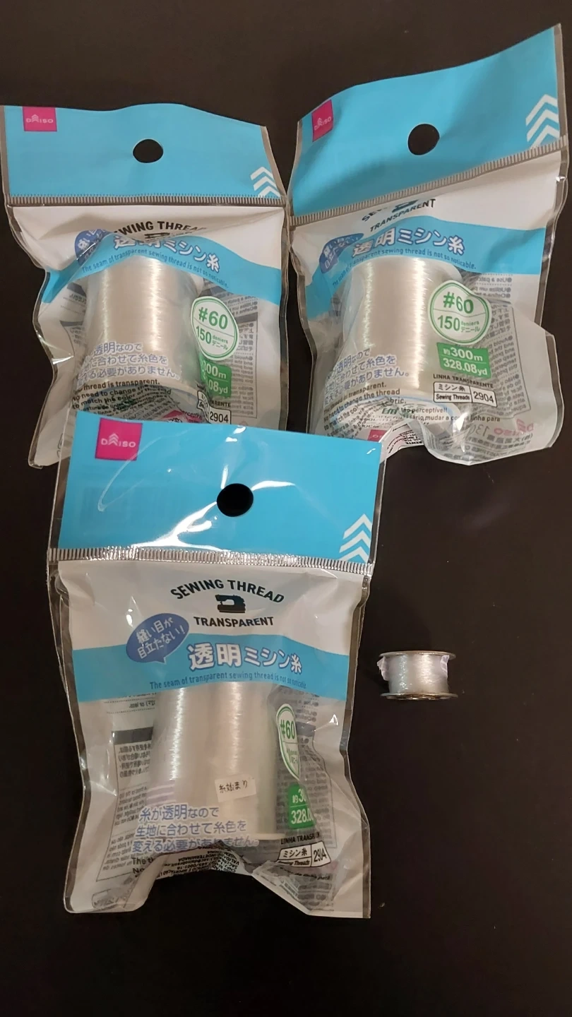 DAISO透明ミシン糸3個 2個未開封+1個は僅かに使用しただけ
