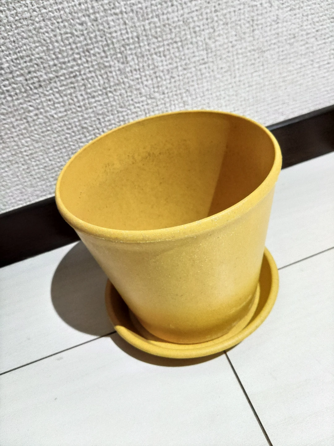 植木鉢 黄色+受け皿