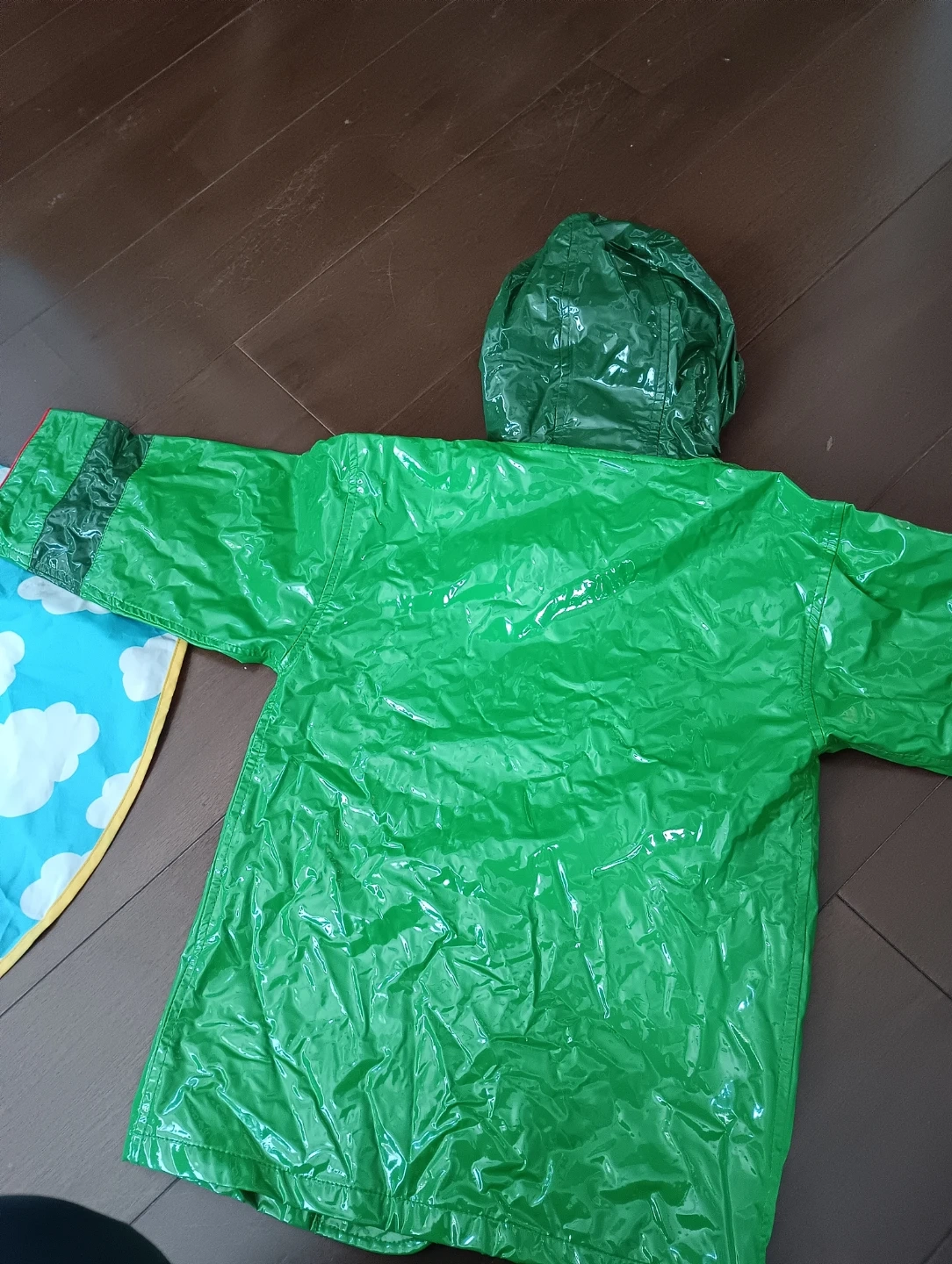 可愛いカエル 雲空 キッズ レインコート レインブーツ長靴18 子供3~4歳ごろ 3点セットの写真6枚目
