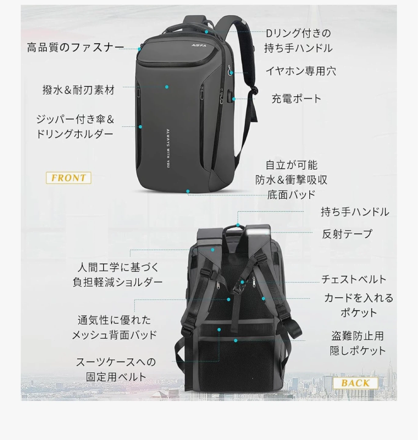 値下げしました【未使用品】アイスファ リュック メンズ ビジネスリュックの写真4枚目