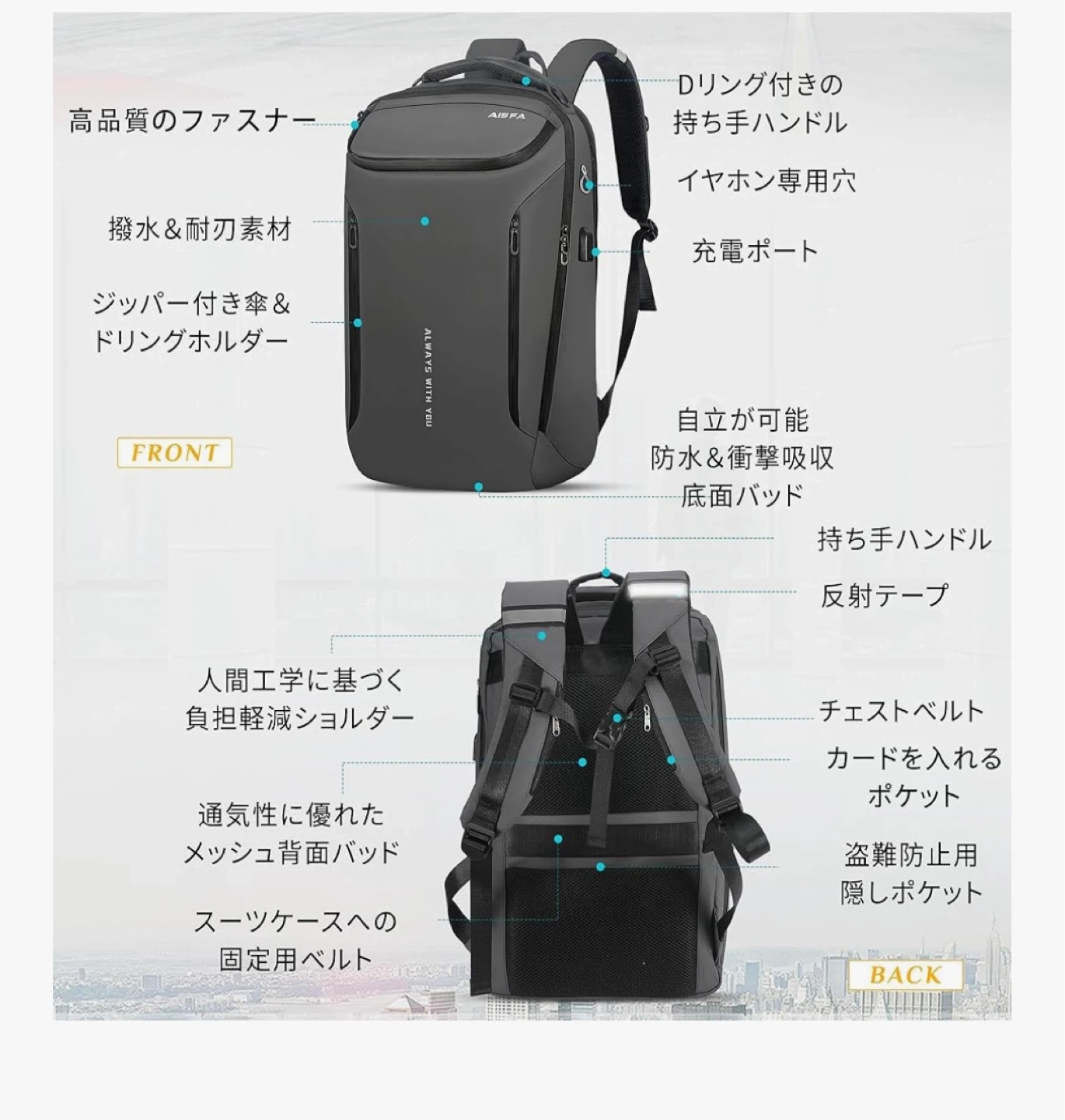 値下げしました【未使用品】アイスファ リュック メンズ ビジネスリュックの写真4枚目