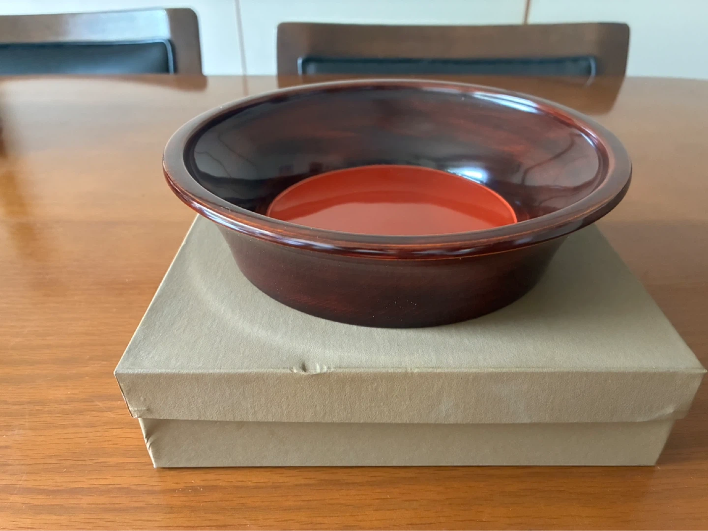 しこく彫 漆器 菓子鉢 溜塗り