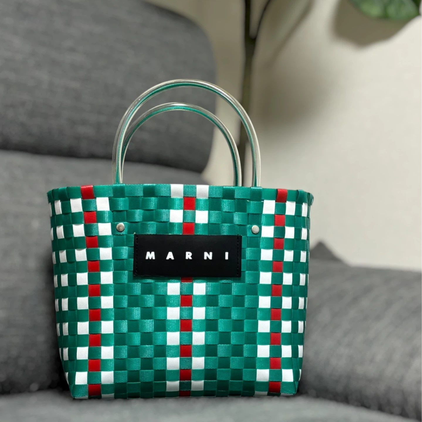 MARNI マルニマーケット かごバッグ 緑