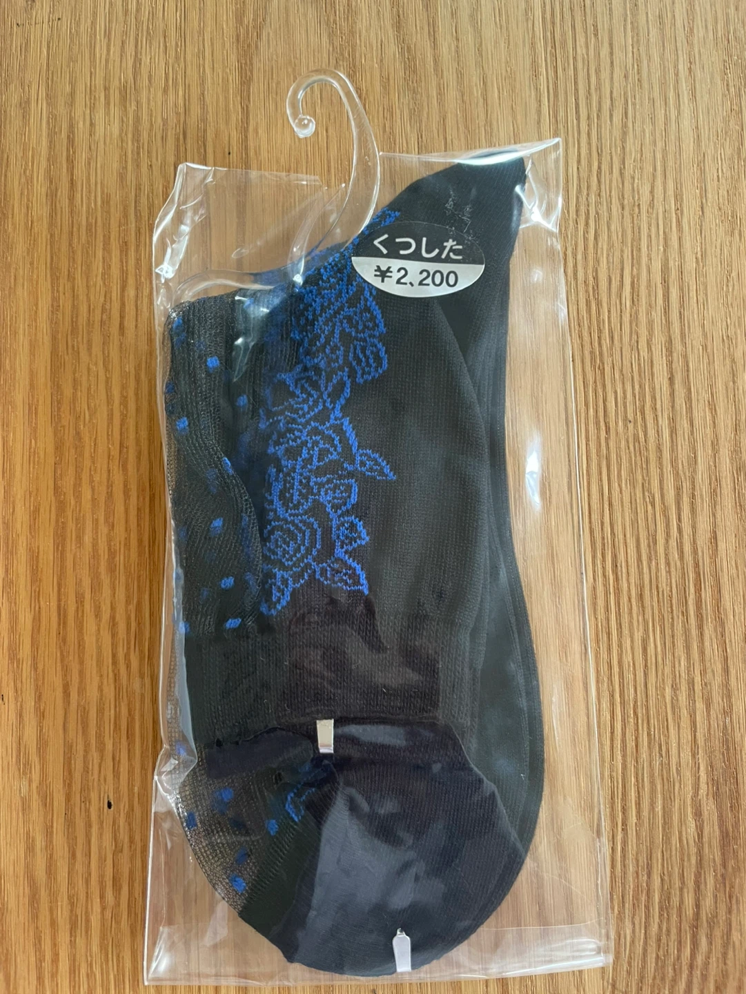 花柄刺繍シースルーソックス 黒の写真3枚目