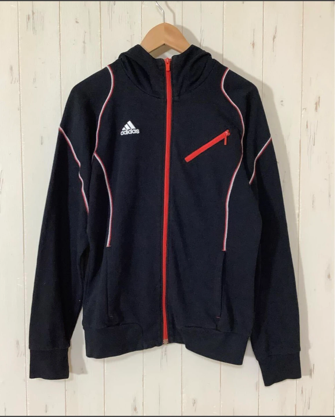 adidas アディダス ジップアップ スウェットパーカー M ブラック climalite 裏地パイル