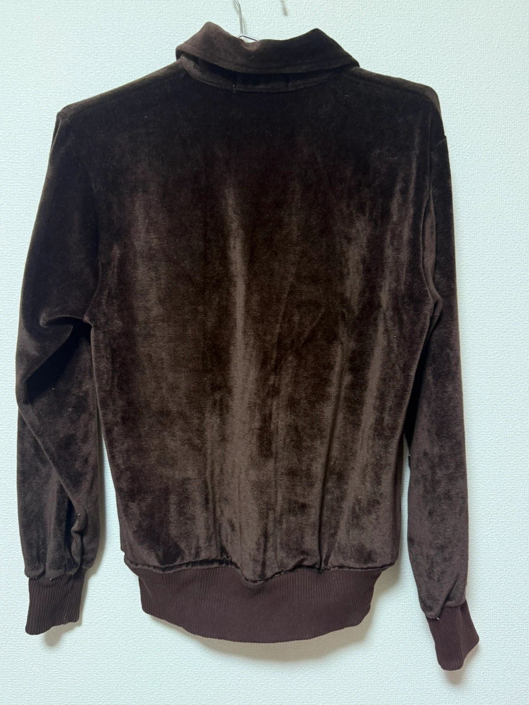 Jeune Noble ブラウン　ハーフジップ ヴィンテージ　長袖　ベロア 70s80s ボタンの写真4枚目