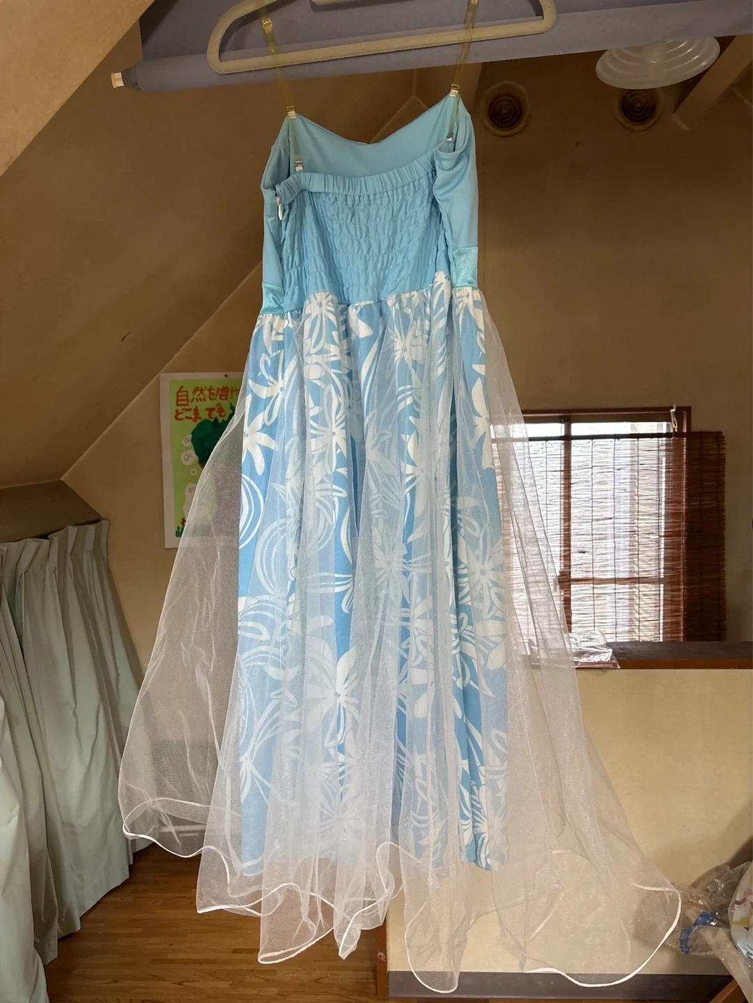 グレースビー 花柄ドレス 水色 Lサイズの写真2枚目