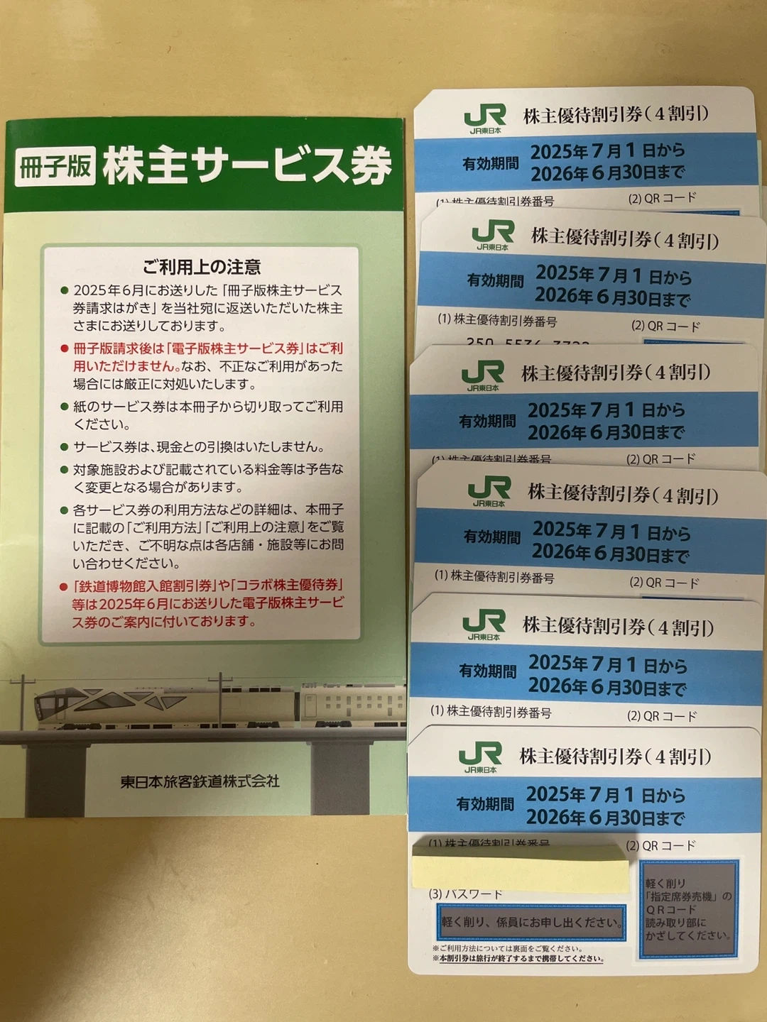 JR東日本 株主優待割引券 4割引 6枚