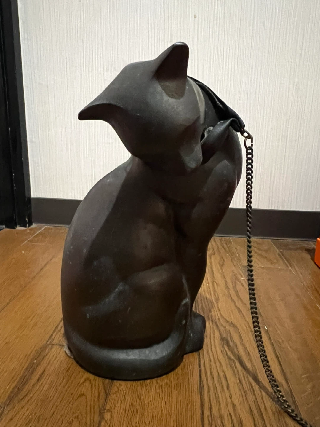 猫のオブジェ 黒色 置物インテリアドアストッパー