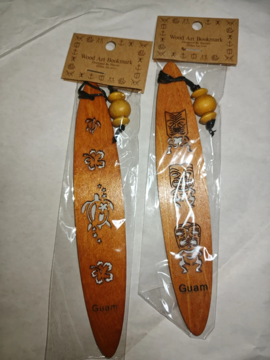 【未使用】グアム土産 木製しおり Wood Art Bookmark 2点セット
