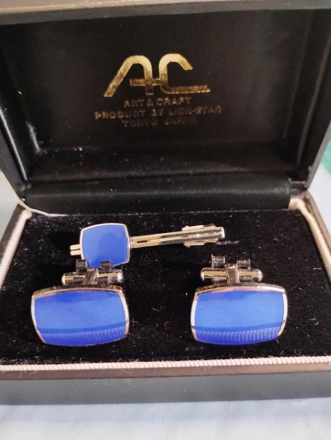 カフス タイピン セット 青 シルバー