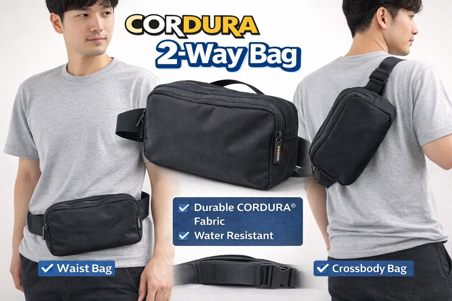 【美品】CORDURA 2WAYボディバッグ 黒