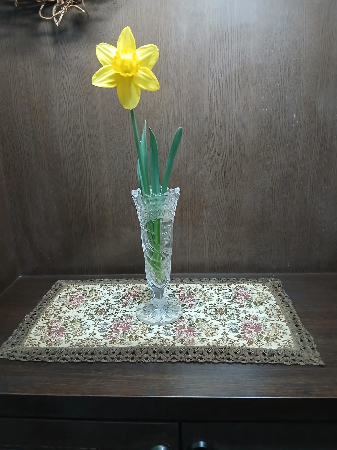 花瓶 クリスタル+敷物(ドイツ製)の写真2枚目