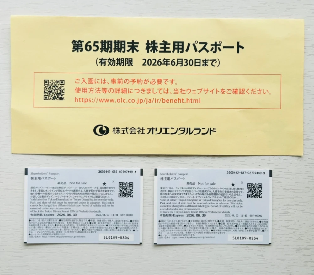 レターパック可　東京ディズニーリゾート 株主用パスポート 1枚