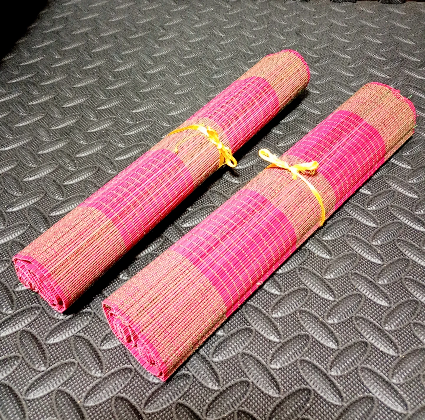 【竹に赤緑編み込みランチョンマット】ランチョンマット ６枚セットの写真2枚目