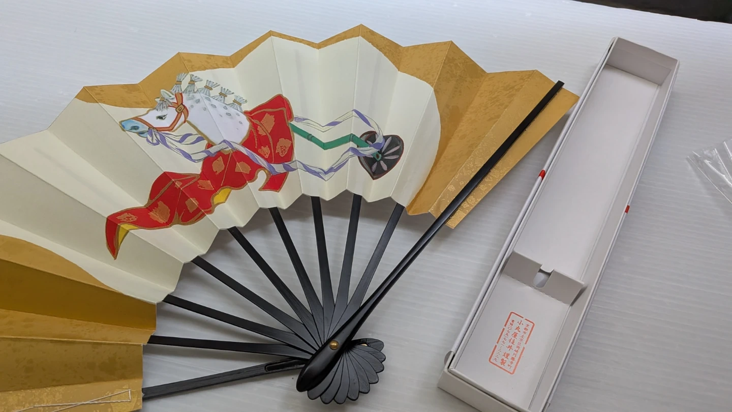 伝統工芸品!新品未使用老舗小丸屋住井 京扇子 扇子 馬柄 箱付き