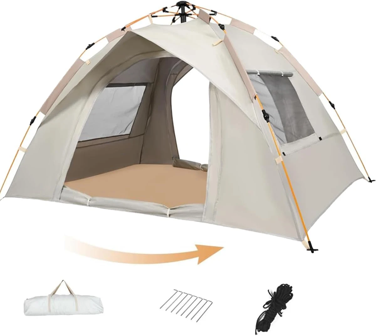 ワンタッチテント　3～4人用 　ピクニック　ドームテントの写真2枚目