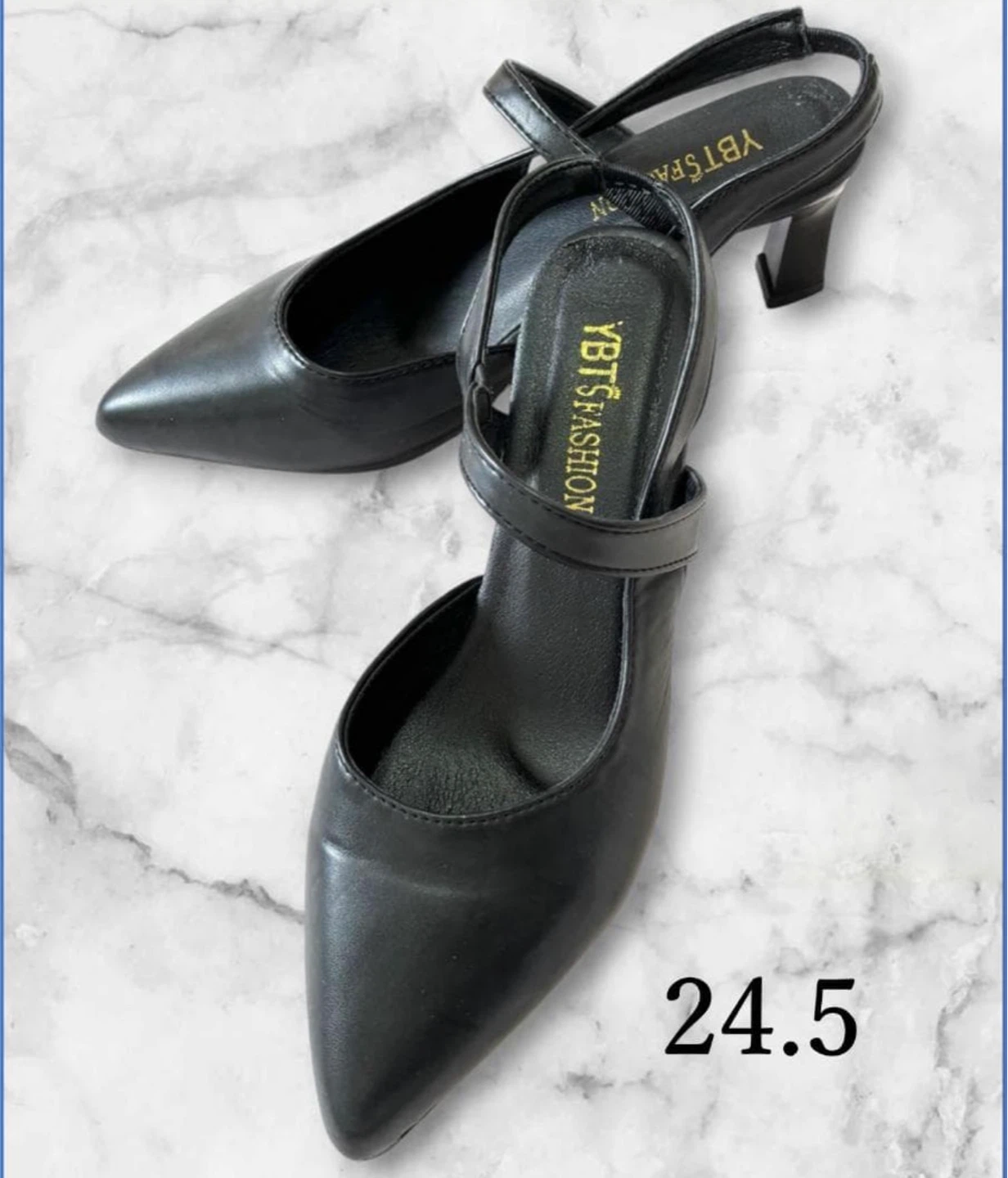YBT FASHION ストラップパンプス 黒 24.5cm